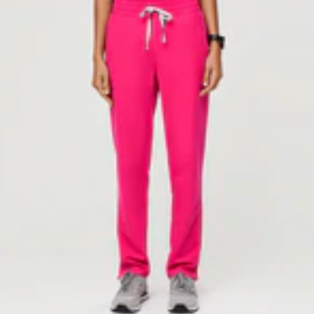 Figs Shocking Pink Yola High Waisted skinny scrub bottoms